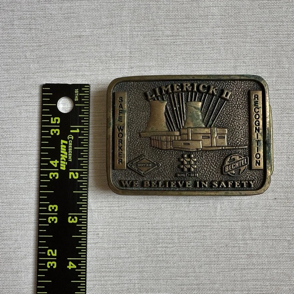BECHTEL LIMERICK II, We Believe in Safety Solid Brass Belt Buckle BTS 1983